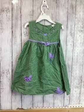 Rare Editions Girls Corduroy Sleeveless Dress Green Size 5